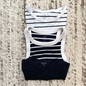 GAP Layering Bundle (3) ~ Striped Rib Tank M, GapBody Button Cami M, Cropped L
